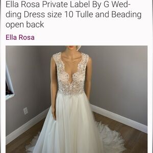 Ella Rosa Private Label By G Wedding Dress size 10 Tulle and Beading open back